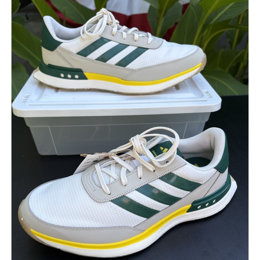 Adidas Mens Spikeless Golf Shoes J14030 Off White/Green Size 8.5 NWT